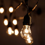 Hometown Evolution, Inc. 24 Foot E26 Outdoor Commercial String Lights with Suspended Socket for Weatherproof Heavy Duty Vintage Outside Lighting - Set of 12 A15 Clear Bulbs
