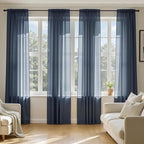 MIULEE Navy Blue Sheer Curtains 90 Inches Long 4 Panels 54 x 90 Inches | Light by MIULEE