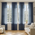 MIULEE Navy Blue Sheer Curtains 96 Inches Long 4 Panels 54 x 96 Inches | Light by MIULEE