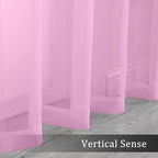 Sheer Curtains Light Pink, Sheer Curtains 63 inches Length 2 Panels Set - Image 3