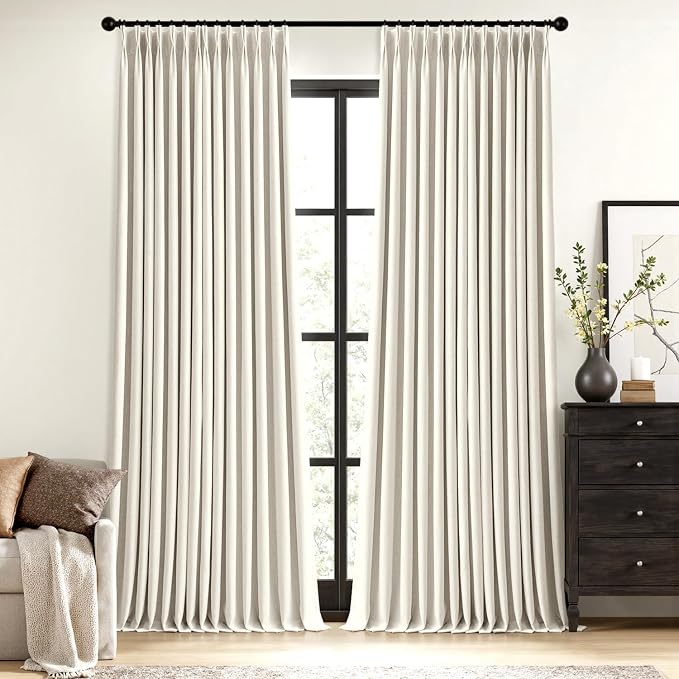 MIULEE Natural Pinch Pleated 100% Blackout Linen Curtains 40x94 Inches | Room by MIULEE