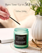 M&SENSE Sandalwood Jasmine Scented Candles, Natural Soy Wax Best Smelling Candle 7.05oz 50 Hour Burning，Floral Non Toxic Single Cotton Wick Aromatherapy Gifts for Women Friend