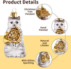 Cat Christmas Ornaments,Hand-Blown Glass Ornaments,Cat Collection Figurine Hanging Ornaments,Christmas Tree Decorations for Animal Lovers Holiday Party Home Gifts