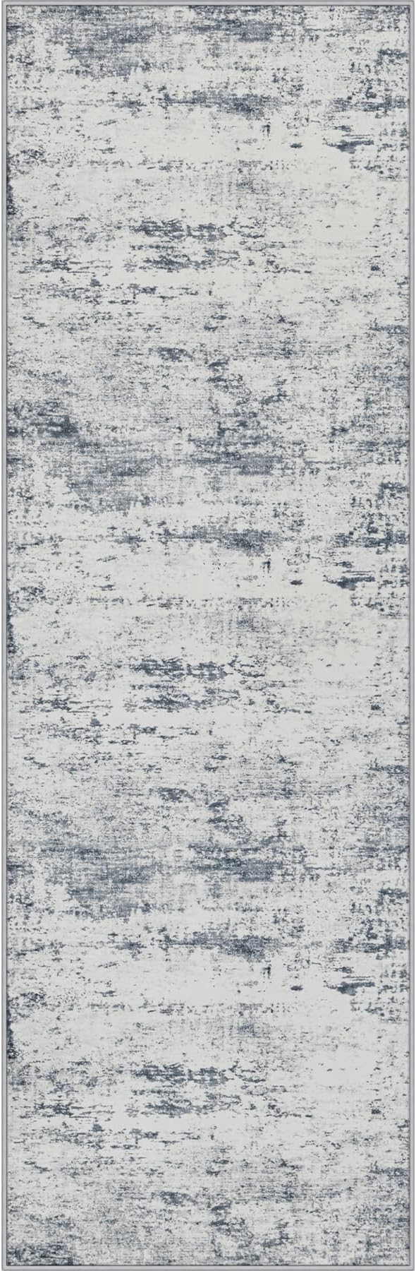 2x6 Washable Runner Rug：Modern Abstract Soft Carpet Blue Grey | by FXRHLP