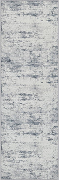 2.6x10 Washable Runner Rug:Modern Abstract Soft Carpet Blue Grey | by FXRHLP