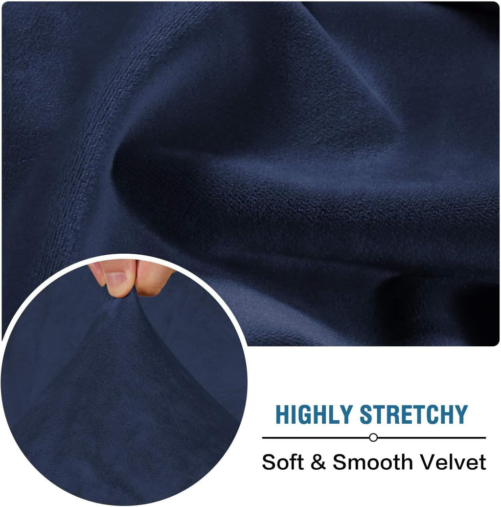 H.VERSAILTEX Velvet Stretch Individual Couch Cushion Cover Plush Cushion Slipcover for Loveseat Sofa Cushion Furniture Protector Seat Cushion Sofa Cover (1 Piece Sofa Cushion Cover, Navy)