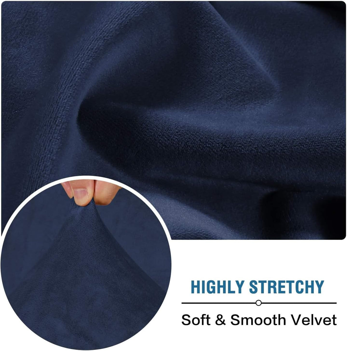 H.VERSAILTEX Velvet Stretch Individual Couch Cushion Cover Plush Slipcover for Loveseat Sofa Furniture Protector Seat Cover (1 Piece Loveseat Cushion Cover, Navy)