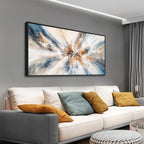 Abstract Painting Wall Art Large Framed Canvas Prints 30" x 58" Blue and Orange Abstract Modern Minimalist Living Room Decor for Bedroom Office Wall Décor