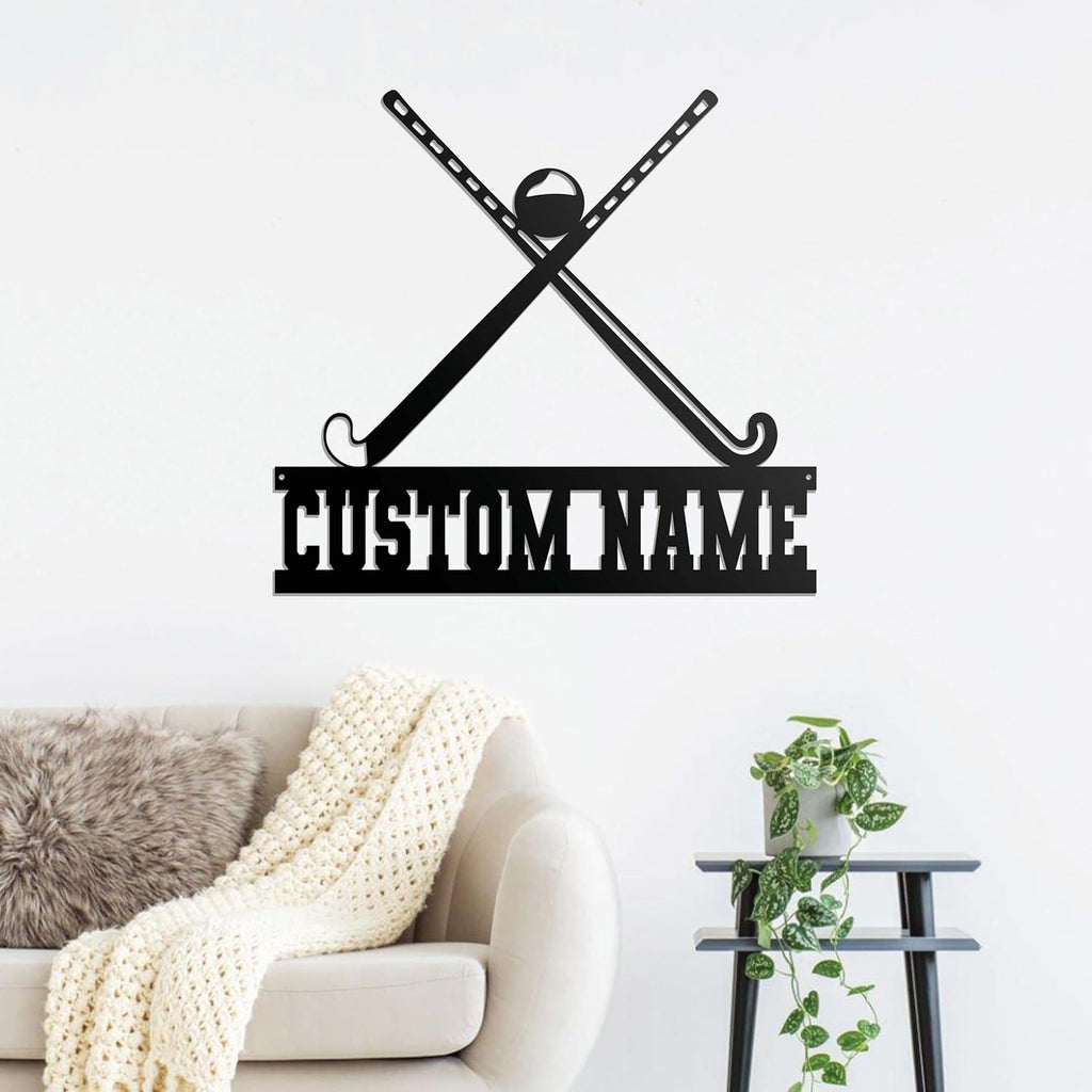 Personalized Hockey Metal Sign - LED Wall Sign with Name & Jersey Number, 16-Color LED with Remote Control, Ice Hockey Room Decor for Boys, Sports Players, Coaches, Teens