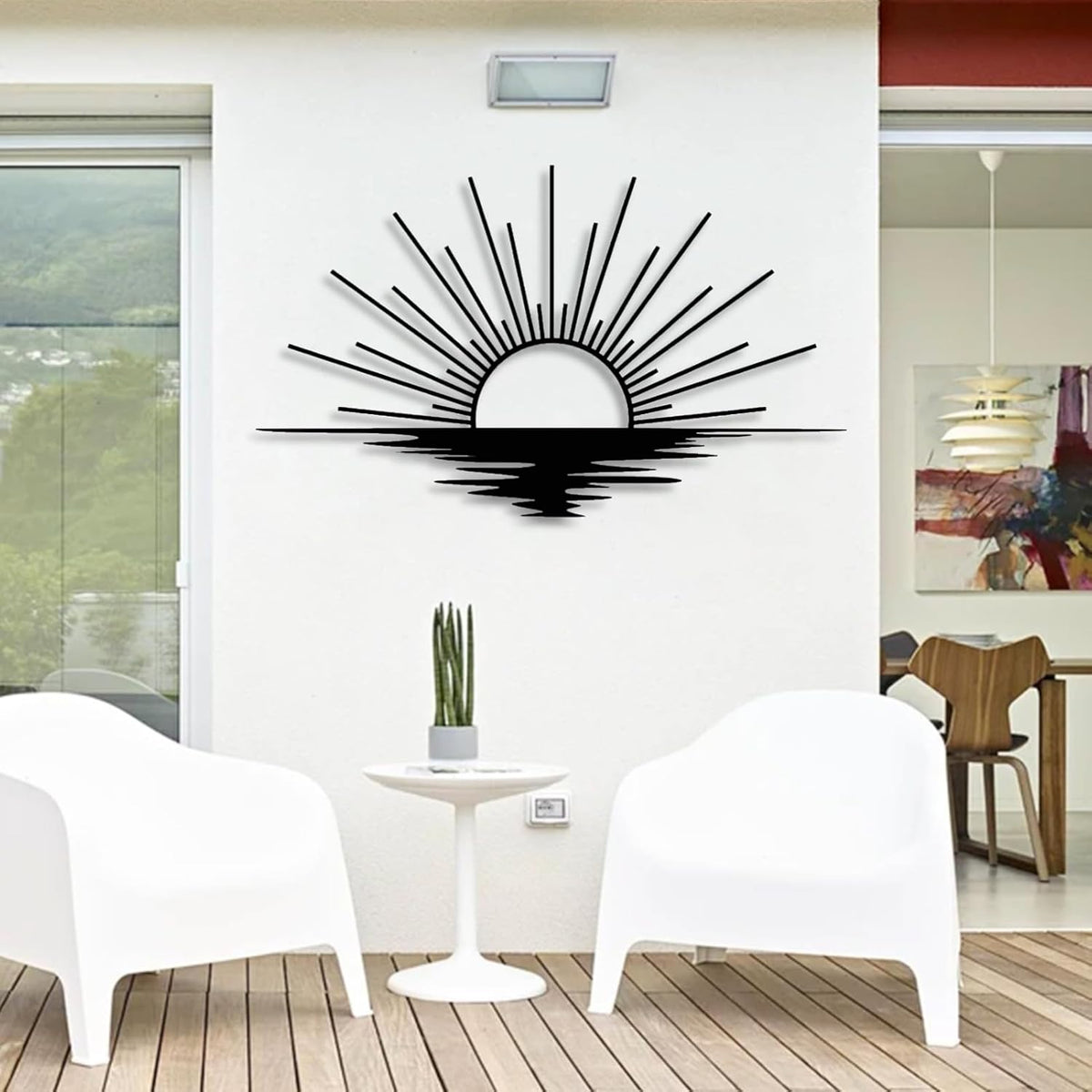 Sunrise Metal Wall Art, Metal Sun Wall Decor, Metal Sun Outdoor Decor, Large Metal Sun Wall Art, Sun Wall Art, Boho Sun Wall Art, Sunshine Metal Sign, Living Room Bedroom Wall Hangings (Gold, 35"x 20"| 90x53cm )