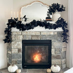 CQURE 7 Pack Black Fall Leaf Garland, Total 41.3Ft Halloween Garland Hanging Vines Artificial Fall Maple Leaves Thanksgiving Decor for Home Wedding Fireplace Christmas