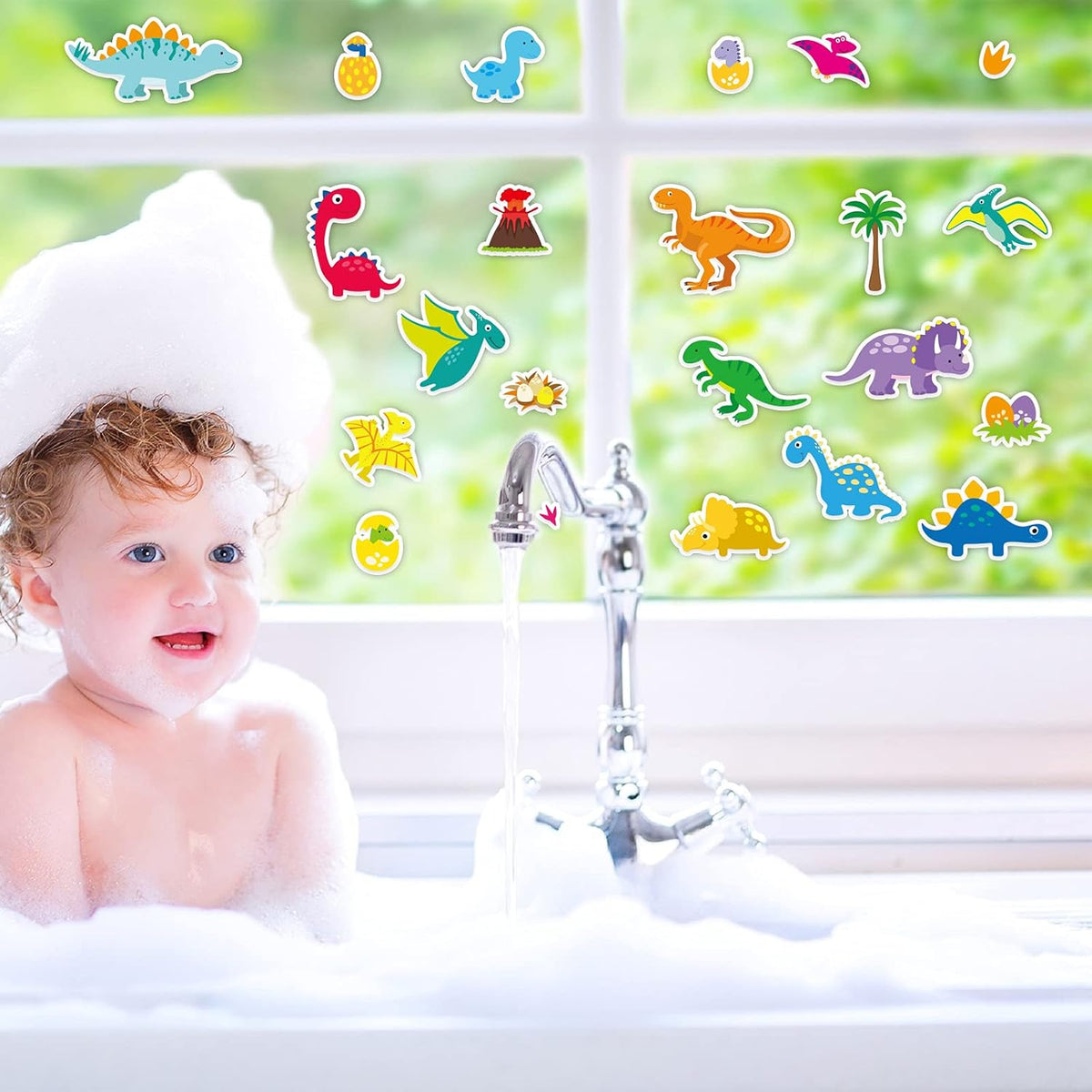 20 PCS Dinosaur Thick Gel Clings Dinosaurs Window Gel Clings Decals Stickers for Kids Toddlers and Adults Home Window Classroom Nursery Summer Dinosaurs Party Supplies Decorations