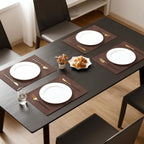 MOSAYT Vinyl Placemats Set of 6-12 X 17 Inch - Faux Leather 100% Waterproof Oil-Proof Wipeable PU Place Mats, Heat Resistant Reversible Table Mats for Kitchen, Dining, Outdoor (Coffee)