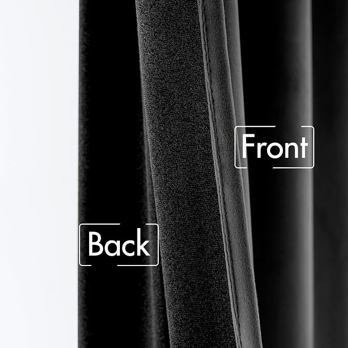 MIULEE Black Velvet Curtains 52x63 inches 2 Panels Luxury Blackout Curtains | - Image 6