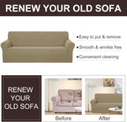 U-NICE HOME Loveseat Cover Stretch Couch Cover Sofa Slipcover, Sand | 2 Cushion - Image 4