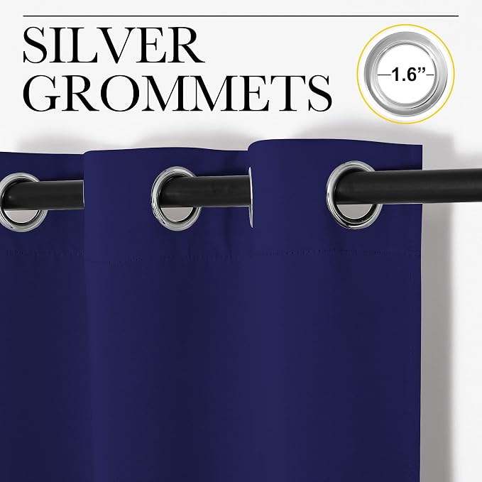 NICETOWN Navy Blue Blackout Curtains 40 inches Length - Image 2