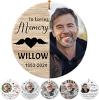 Personalized Memorial Christmas Ornaments 2025 w/Photo & Name, Custom Memorial Gifts for Lost Loved One,Double-Sided Ceramic Customized Xmas Ornaments for Christmas Tree