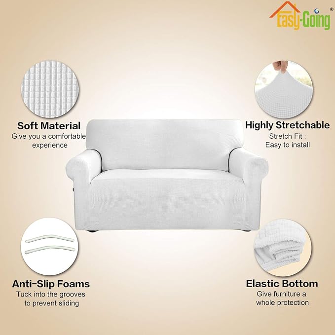Easy-Going Stretch 4 Seater Oversized Sofa Couch Cover Snow White | 1-Piece - Image 4