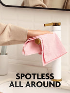 Fantasticlean Microfiber Cleaning Cloth Roll -90 Pack, Tear Away Microfiber Towels, 12" x 12", Reusable, Washable, Scratch Free, Ultra Absorbent Dish Rags for Car, Home, Garage or Shop (Pink)