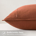 MIULEE Decorative Linen Euro Sham Pillow Covers 24x24 Rust | Boho Farmhouse​ - Image 3