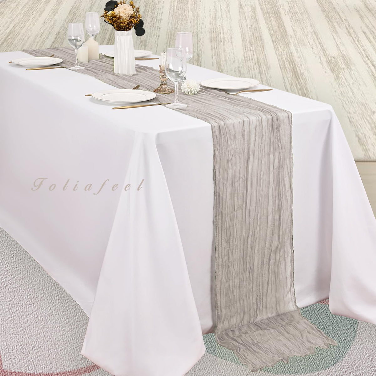 6 Pack Rose Brown Cheesecloth Table Runner 10FT Rustic Gauze Fabric Cheese Cloth Table Runner for Wedding Bridal Baby Shower Table Decor Boho Sheer Birthday Party Table Decorations 20 x 120 Inch Long