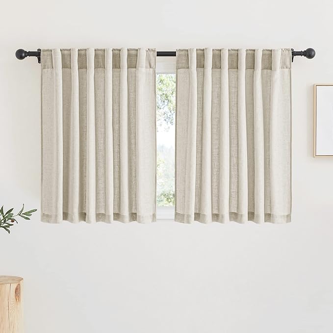 RYB HOME Sheer Linen Curtains Light & Privacy Semi Translucent Curtains Sheer by RYBHOME