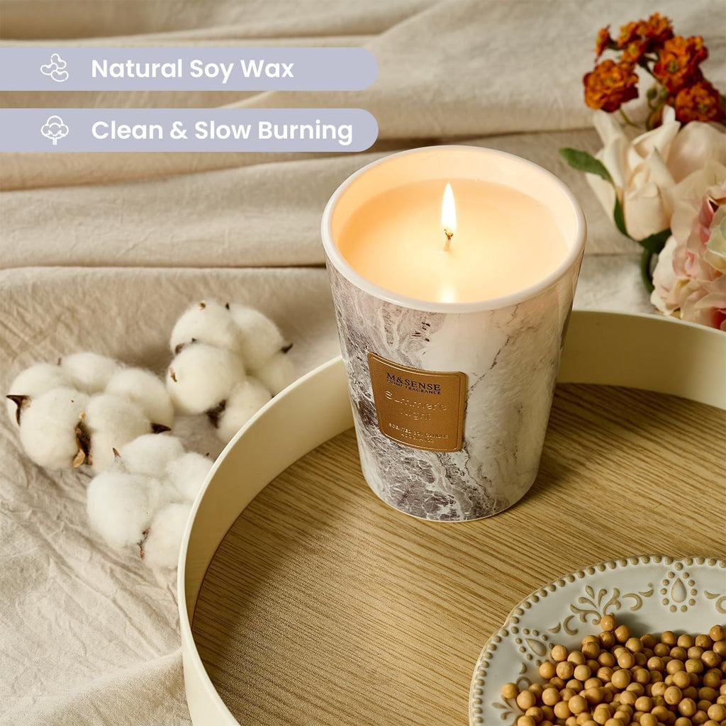 M&SENSE Summer Night Scented Candles for Home, Lead-Free Wick Highly Scented Jar Candles, 14.1 Oz 80 Hours Lasting Burning Candles Gifts for Women, Relaxing Aromatherapy Candle for Stress Relief