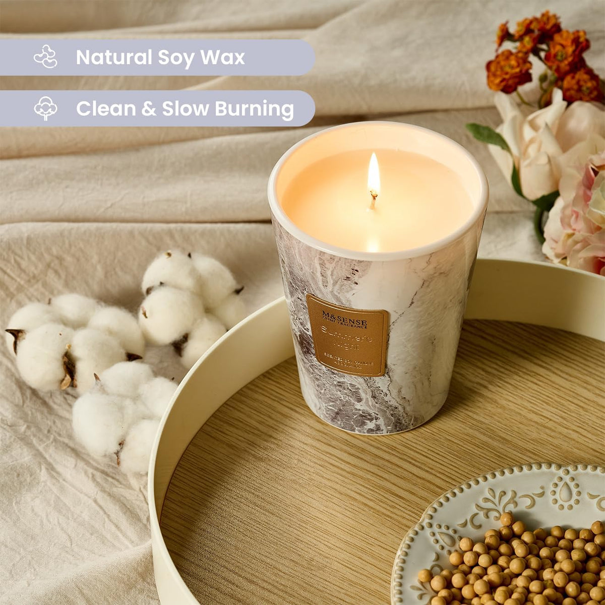 M&SENSE Summer Night Scented Candles for Home, Lead-Free Wick Highly Scented Jar Candles, 14.1 Oz 80 Hours Lasting Burning Candles Gifts for Women, Relaxing Aromatherapy Candle for Stress Relief