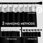 MIULEE Black Back Tab Blackout Curtains 52x100 Inch Length 2 Panels Set | Rod - Image 3