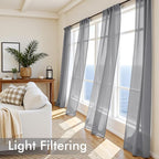 MIULEE Dark Grey Sheer Curtains 96 Inches Long 4 Panels 54 x 96 Inches | Light - Image 4
