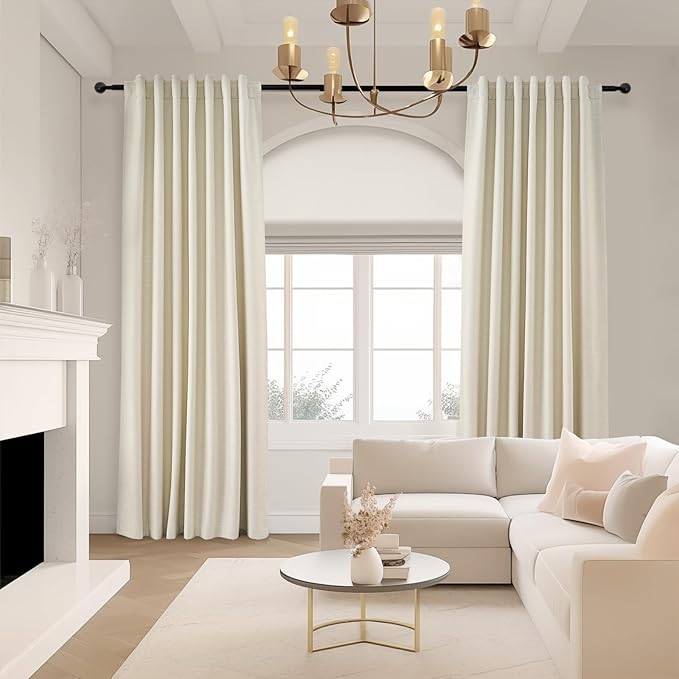 Topfinel Cream Black Out Curtains 96 Inch Long, 100% Blackout Thermal Insulated - Image 2