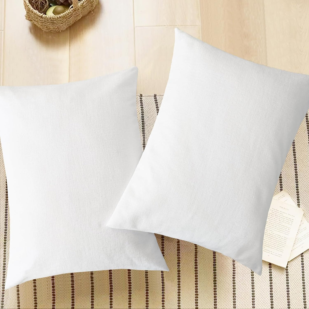 CaliTime Throw Pillow Covers Decorative 20 X 26 Inches Pack of 2 Cozy Chenille Standard Pillow Shams Cases for Couch Sofa Bed Living Room Home True White