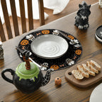Artoid Mode Ghost Cat Halloween Round Placemats Set of 4, 14 Inch Table Mats for Party Kitchen Dining