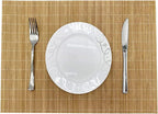 ANDSTAR Set of 2 Pcs Bamboo Placemats Sushi Rolling Mat Japanese Style Natural Anti-Slip Bamboo Placemats Washable Heat-Resistant Table Mats for Dining Room and Kitchen（Brown）