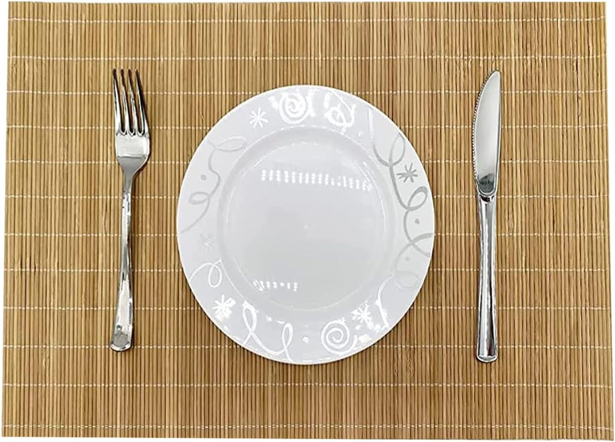 ANDSTAR Set of 2 Pcs Bamboo Placemats Sushi Rolling Mat Japanese Style Natural Anti-Slip Bamboo Placemats Washable Heat-Resistant Table Mats for Dining Room and Kitchen（Brown）