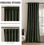 MIULEE Velvet Curtains 52x90 inches 2 Panels Olive Blackout Curtains | Luxury - Image 2