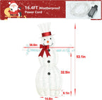 4.5FT Lighted Snowman for Christmas Decoration, 3D Pre-Lit Iridescent Snowman Xmas Decor with 100 LED Lights, Glittered Standing Holiday Display for Outdoor, Indoor