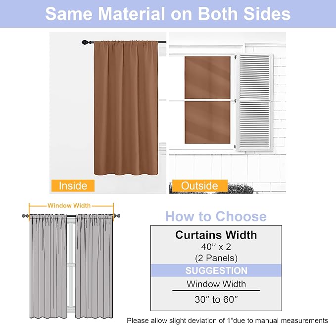 Simplebrand Ava Sun Baked Short 36 Inches Blackout Curtain 2 Panels Set - Image 8