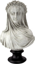 Design Toscano Veiled Maiden Indoor Bust Statue, 9 Inch Wide, 14 Inch Tall, Cast Stone Resin, Antiqued White Finish with a Black Painted Base