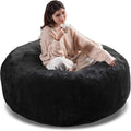 4FT Large Bean Bag Chairs,Big Adult Size Memory Foam Beanbags with Filler Included,Machine Washable Corduroy Cover,Ultra Soft Plush Gaming Bing Bag Puff Chair for Dorm, Living Room & Bedroom (Black)