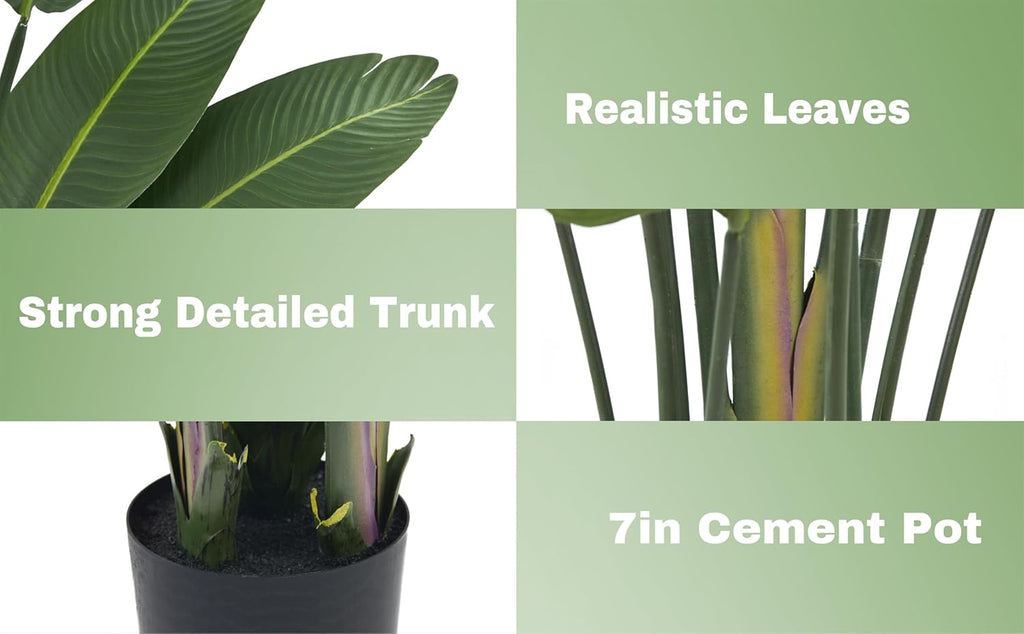 Artificial Bird of Paradise Plant 6ft Tall Fake Silk Banana Leaf Tropical Trees with 13 Leaves Faux Floor Plant for Home Decor Indoor