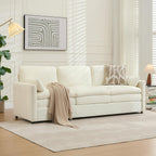 Tbfit Modern Couch Sofa, 89" Cloud Couch w/Pillows, Pocketed Spring Seat, Comfy 3-Seater Plush Foam Cushions, Chenille Fabric Removable Covers, Soft Upholstered Living Room Furniture Apartment, Beige