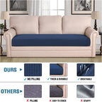 H.VERSAILTEX Super Stretch Individual Seat Cushion Covers Sofa Covers Couch Cushion Covers Slipcover Sets Thick Jacquard Textured Twill Fabric (1 Piece Sofa Cushion Cover, Navy)