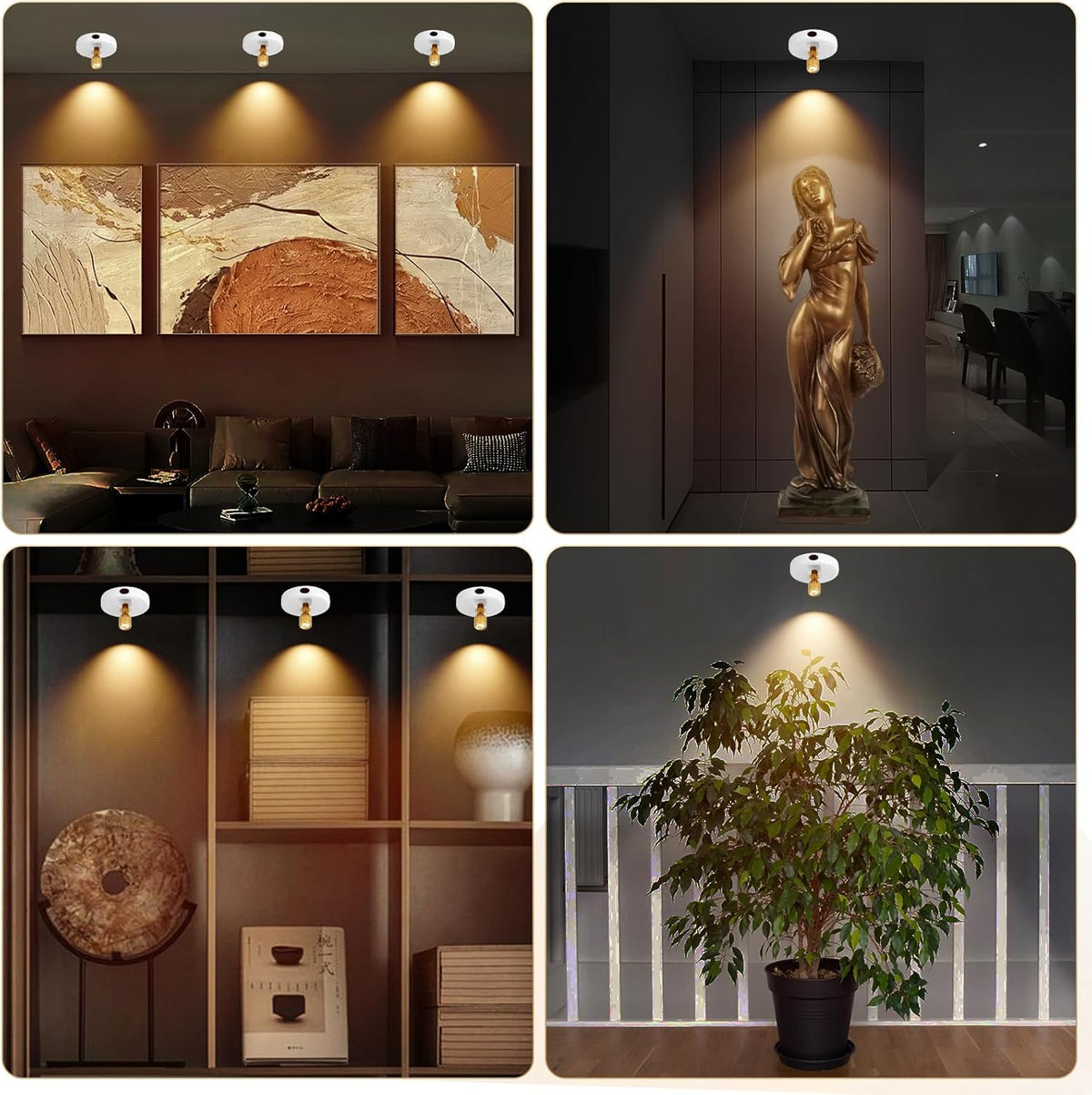 Rechargeable Spotlight, Battery Operated Picture Lights with Remote, Cordless Plant Spot Light Indoor, LED Accent Lighting, Dimmable Uplight for Tree Painting Artwork Photo Dartboard Decor