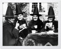Poster Master Classic Photograph Poster - Vintage Halloween Print - Gift for Artist, Friend - Witches Tea Party, Old Women Smiling, Wearing Robes - Wall Decor for Living Room, 11x14 White Framed