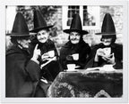 Poster Master Classic Photograph Poster - Vintage Halloween Print - Gift for Artist, Friend - Witches Tea Party, Old Women Smiling, Wearing Robes - Wall Decor for Living Room, 11x14 White Framed