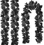 CQURE 3 Pack Black Fall Leaf Garland,Total 17.7t Halloween Garland Hanging Vines Artificial Fall Maple Leaves Thanksgiving Decor for Home Wedding Fireplace Christmas