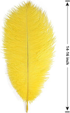 THARAHT Yellow Ostrich Feathers 12pcs Large Natural Bulk 14-16Inch 35cm-40cm for Wedding Party Centerpieces Easter Gatsbi and Home Decoration Feathers