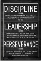 Inspirational Wall Art Discipline Noun Leadership Noun Perseverance Noun Canvas Painting Wall Art Positive Motivational Poster Framed Artwork Prints Picture for Living Room Office [12''Wx 18''H]