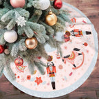 48" Large Christmas Tree Skirt, Nutcracker Candy Pattern Tree Mat Base Cover for Xmas Festive Holiday Party Decoration Ornaments